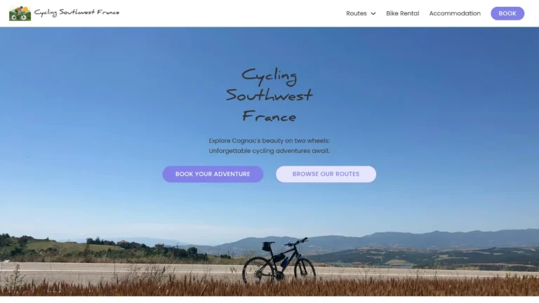 An image of the front page of cyclingsouthwestfrance.com