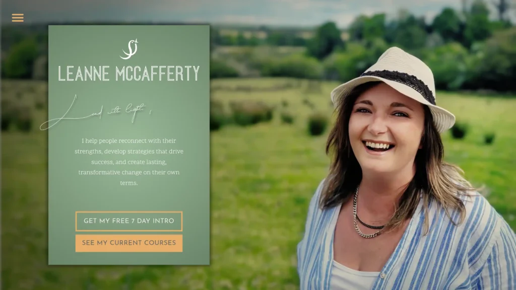 An image of the front page of leannemccafferty.com